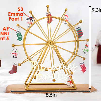 Personalized family Ferris wheel, family name hanging ornament with name