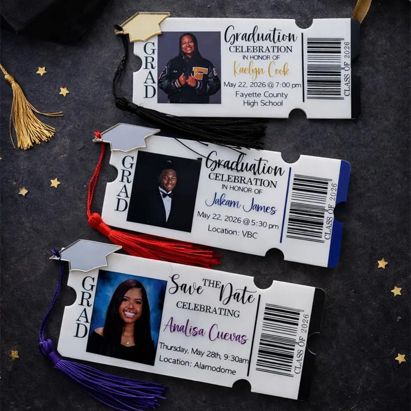 Graduation Ticket Invitation with Photo and Tassel