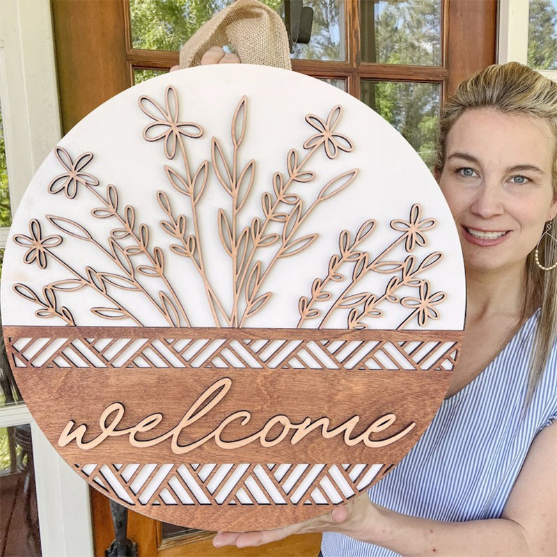 Wooden Welcome Door Hanger | Front Door Decor