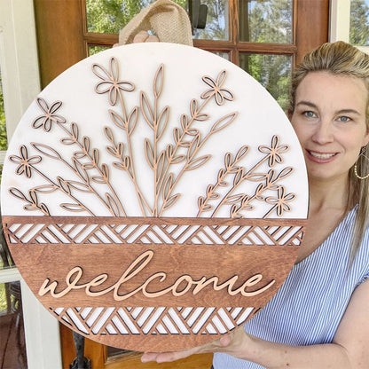 Wooden Welcome Door Hanger | Front Door Decor