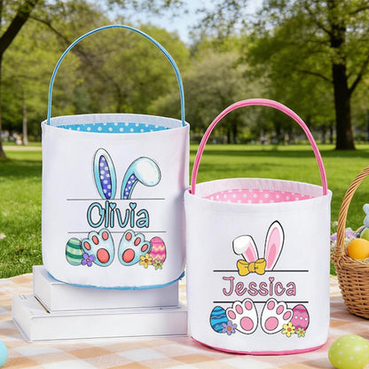 Personalized Easter Basket With Name,Custom Easter Egg Hunt Gift For Kids