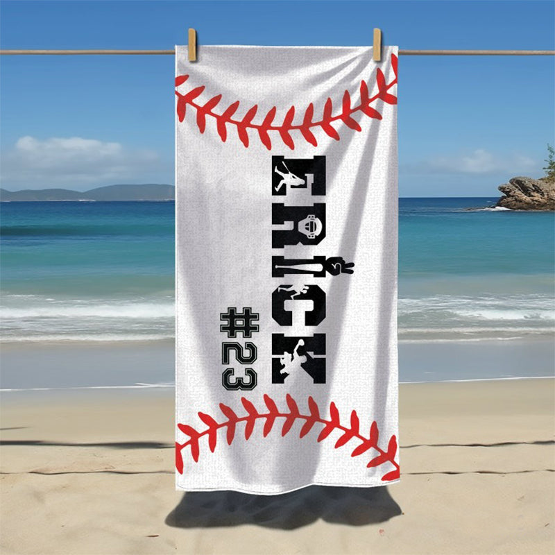 Personalized Baseball Beach Towel, Baseball Pool Towel
