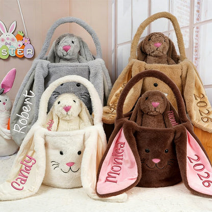 Personalized Easter Gift,Plush Easter Basket,Stuffed Bunny