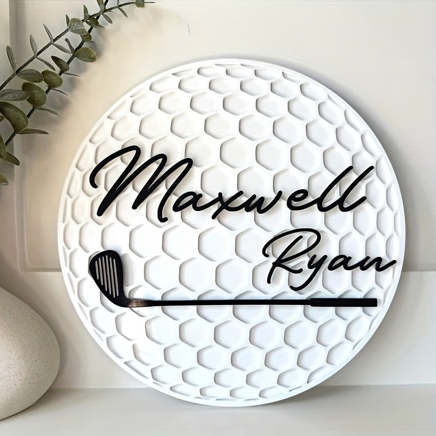 Personalized Golf Ball Name Sign for Golf Theme Room Sports