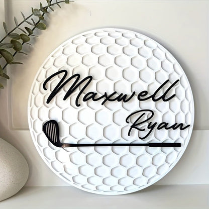 Personalized Golf Ball Name Sign for Golf Theme Room Sports