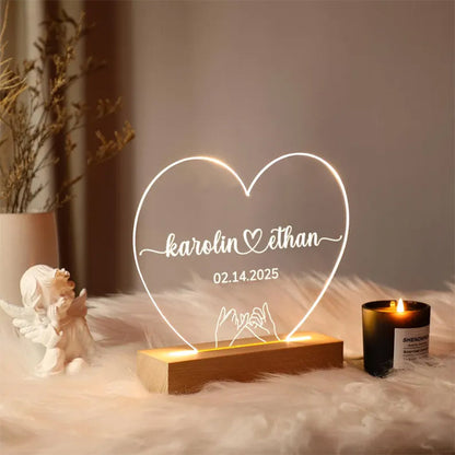 Custom Night Light as Valentines Day Gift, Heart Shape Personalized Night Light