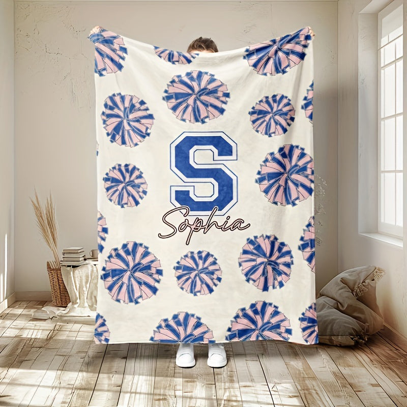 Custom Cheerleader Pom-Pom Blanket with Name