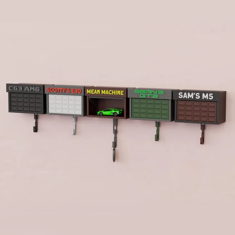 Mini Garage Key Holder: Toy Car Display with Hidden Compartment
