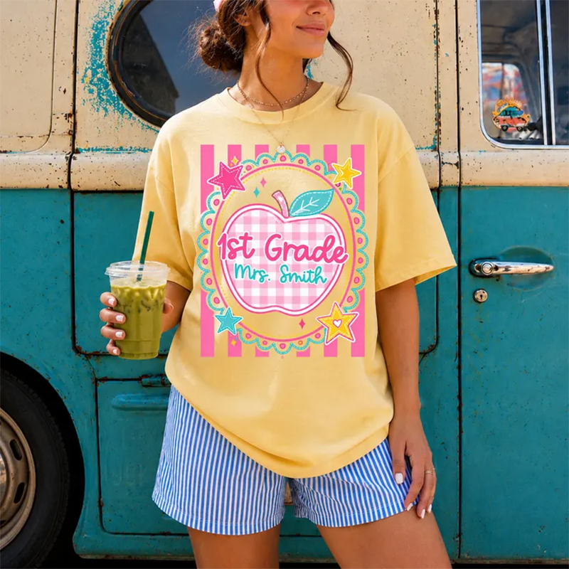 Comfort Colors Preppy Teacher Shirt, Trendy Stripes Back To School Shirt