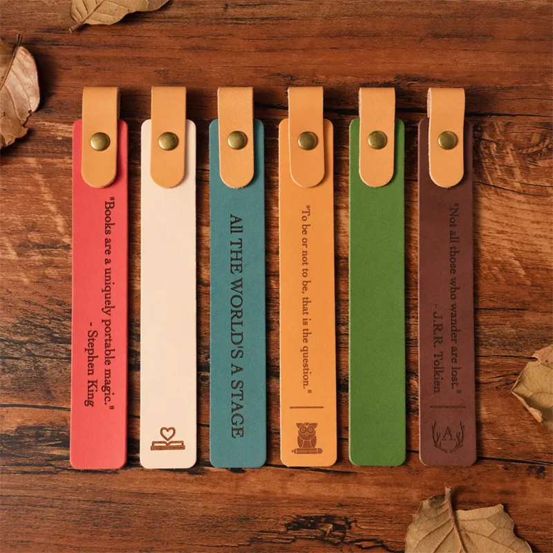 Personalized Leather Bookmark: Custom Engraved Full-Grain Italian Leather