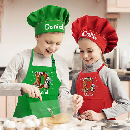Personalized Cute Penguin Cookie Initial Adjustable Kid Apron