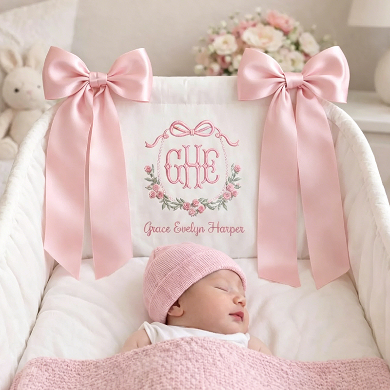 Custom Baby Banner For Hospital Door Sign & Nursery, Monogram Baby Announcement Banner
