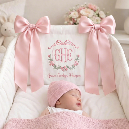 Custom Baby Banner For Hospital Door Sign & Nursery, Monogram Baby Announcement Banner