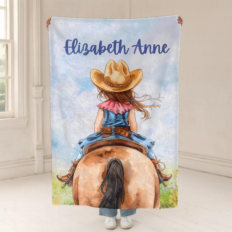 Personalized denim girl soft blanket