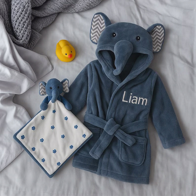 Elephant Robe for Baby Boys, Baby Bath Robe