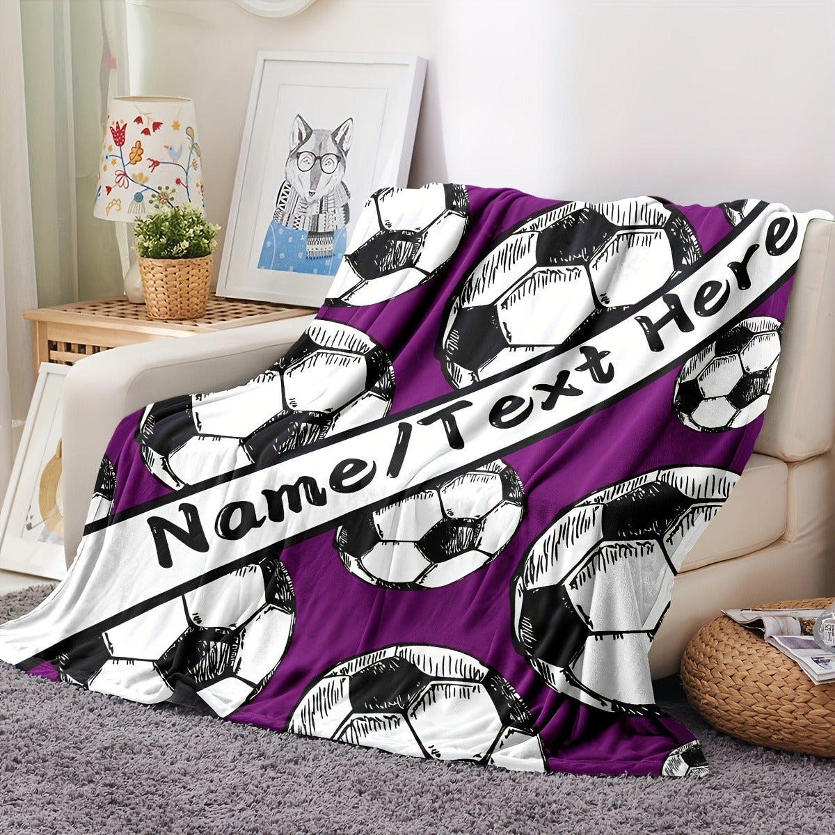 Customizable Football Pattern Throw Blanket