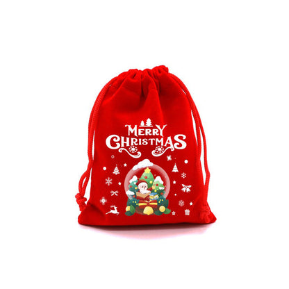 10/20pcs Christmas Drawstring Velvet Bags Red Candy Biscuits Pouch Personalization name
