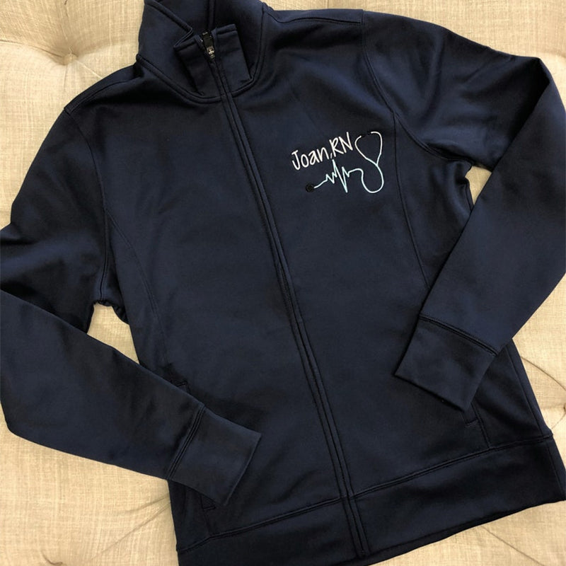 Monogrammed Nurse Full Zippered Jacket Sweatshirt