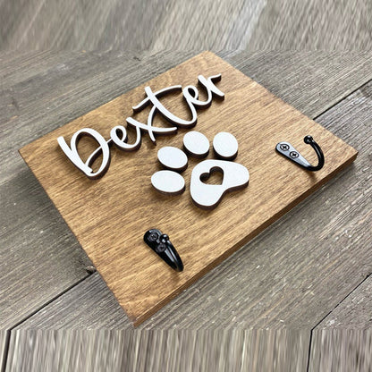Personalized Dog Paw Print Leash Holder