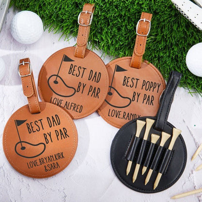 Personalized Fathers Day Gift Golf,Best Dad By Par Golf Tee Holder-Golf Bag Tag Golf Coach Gift