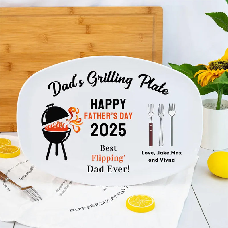 Personalized Grilling Plate for Daddy, Fathers Day Gift from Kids