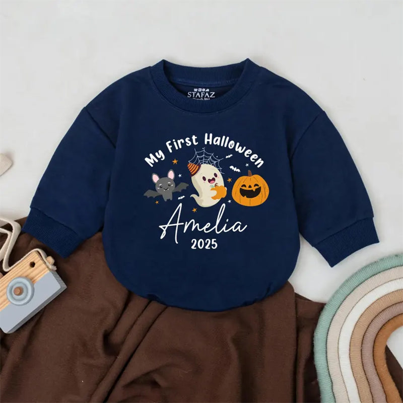 My First Halloween Baby Romper, Personalized Name Bodysuit, First Halloween Outfit