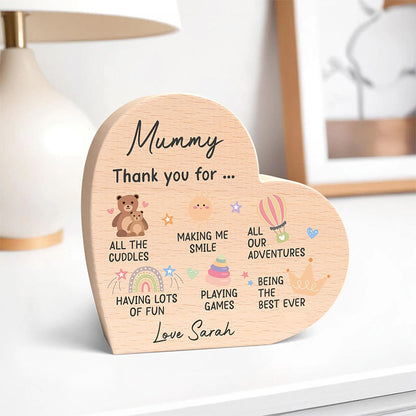 Mummy Gifts From Baby Son Daughter; Personalised Wood Heart