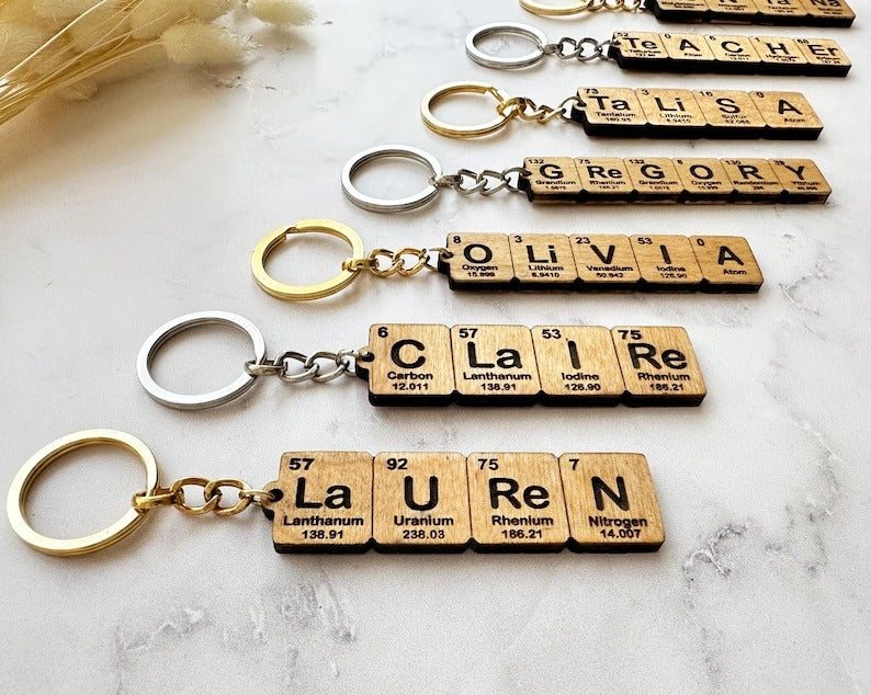Custom Periodic Table Element Name Key Chain