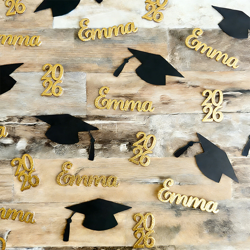 2026 Graduation Confetti - Cursive Personalized 60 90 120 Pieces