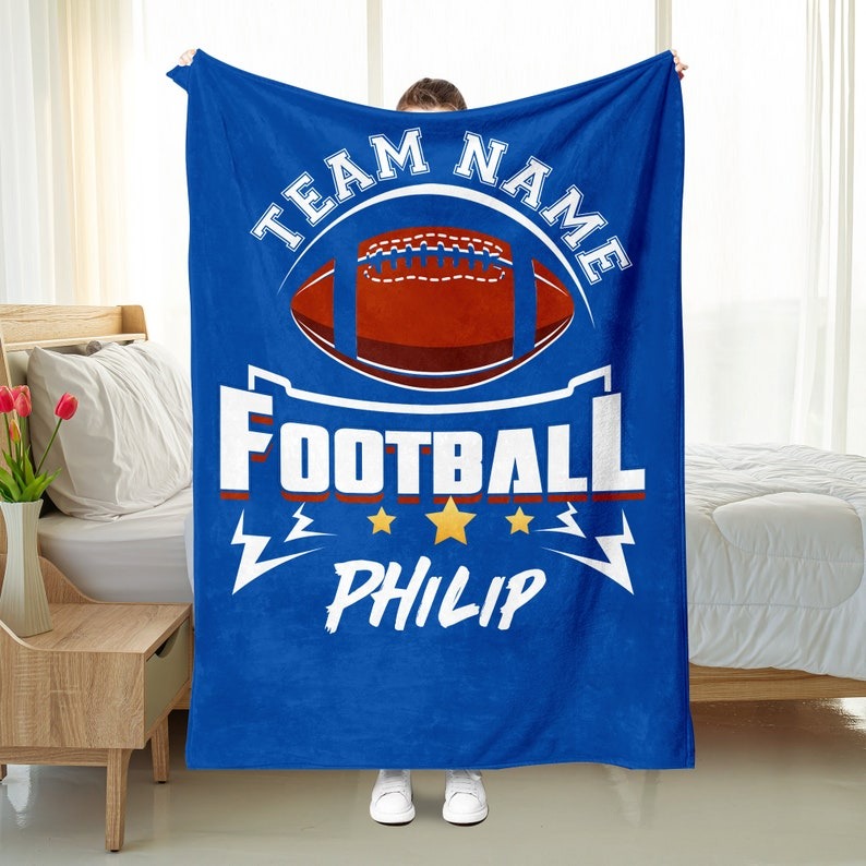 Personalized Football Blanket - Customized Name & Team Design