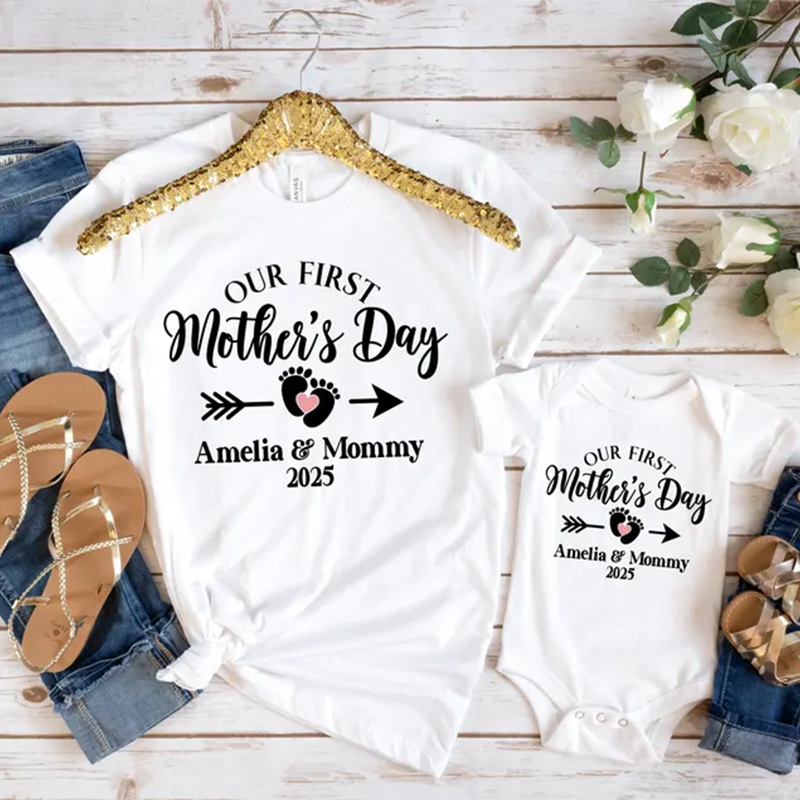 Personalised Matching Our First Mothers Day Shirt, 1st Mother Day Tee