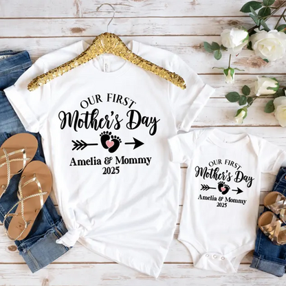 Personalised Matching Our First Mothers Day Shirt, 1st Mother Day Tee