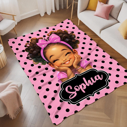 Personalized Afro Girl Fleece Blanket