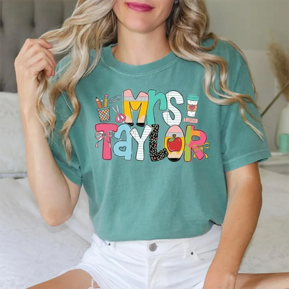 Personalized Teacher Shirt, Custom Name Teacher Tee, Mrs Teacher Shirt
