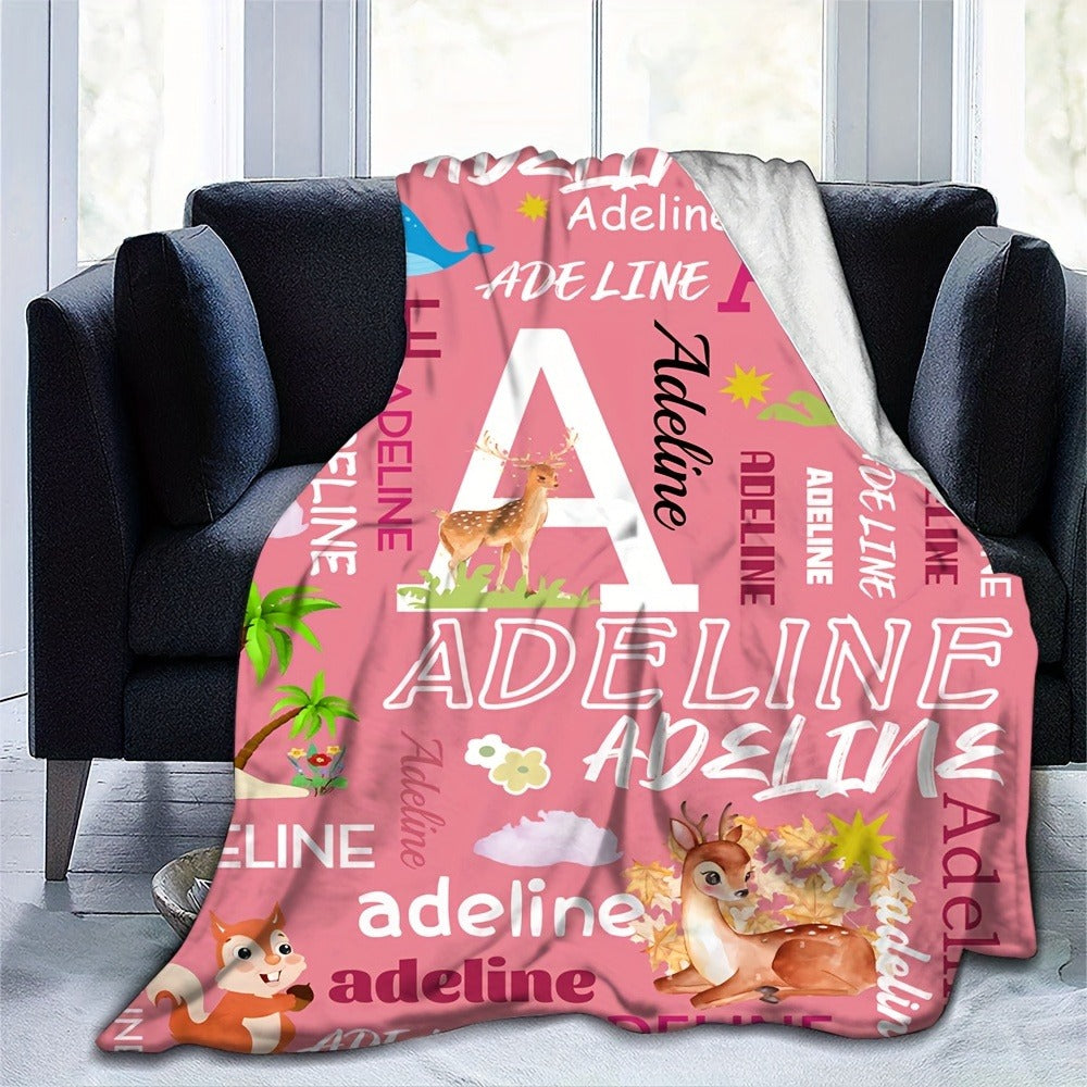Personalized with Your Name Comfortable Plush Blanket Soft Blanket for Bedroom