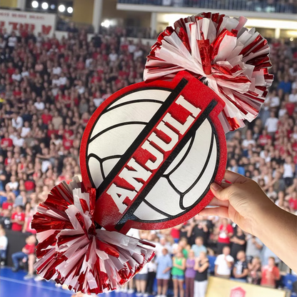 Personalized Volleyball Cheerstick – Custom Wooden Pom-Pom Spirit Sign
