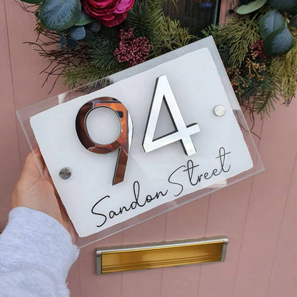 House Door Sign, Personalised Scripted House Sign, Acrylic House Sign, Mirrored House Signs
