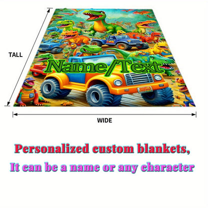 Customizable Dinosaur Park Flannel Blanket – Personalized Name