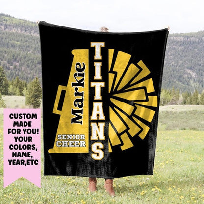 Custom Cheerleader Blanket, Personalized Cheerleading Gift