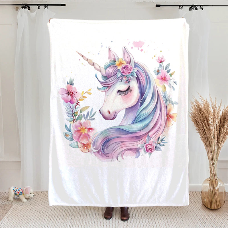 Personalized Fantasy Unicorn Soft Throw Blanket