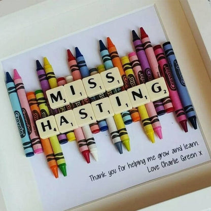 Thank You Teacher Personalised Crayon Gift Frame