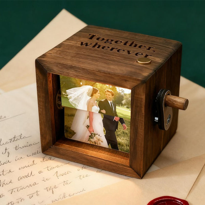 Personalized Photo Flipbook Animation Box,Custom wooden Photo Book with Light