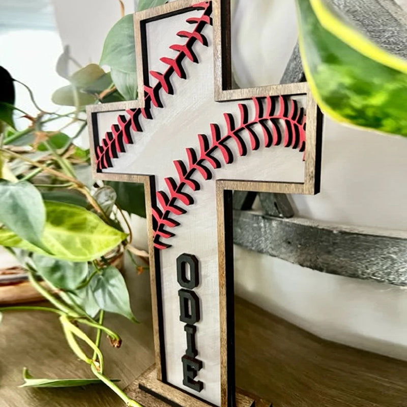 Personalized Baseball Cross, Boys Baptism Gift