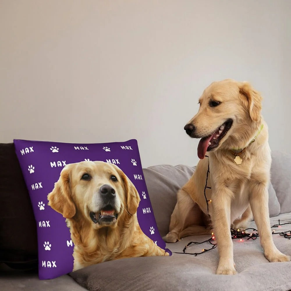 Personalized Cute Paw Pet Photo Throw Pillow Cover