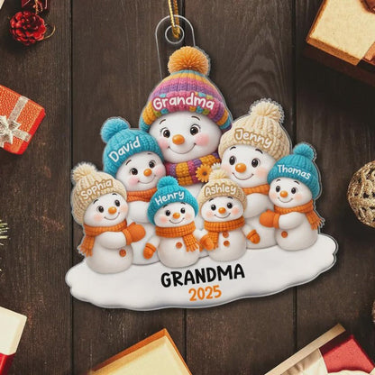 Personalized Snowman Grandma & Grandkids Ornament