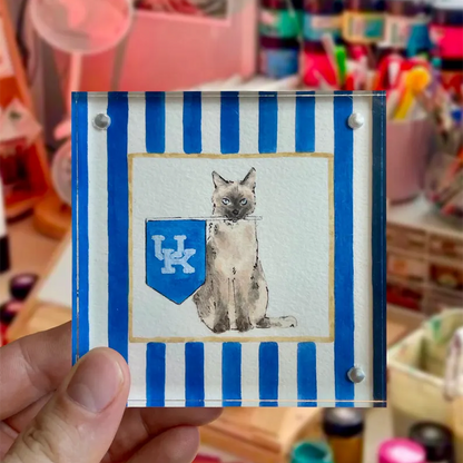 Custom Hand Painted Collegiate Pet Portrait | 4x4 Acylic Award