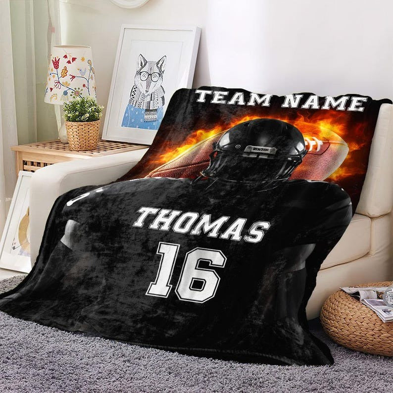 Football Team Custom Blanket, Personalized Football Blanket