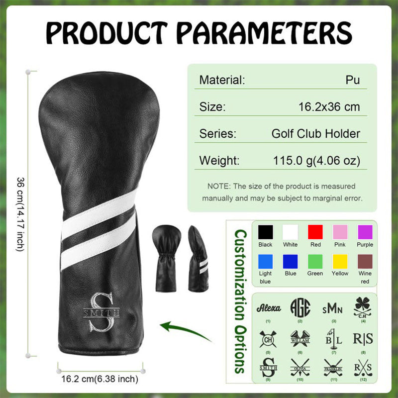Personalized Golf Club Headcover, Custom Leather Golf Club Cover