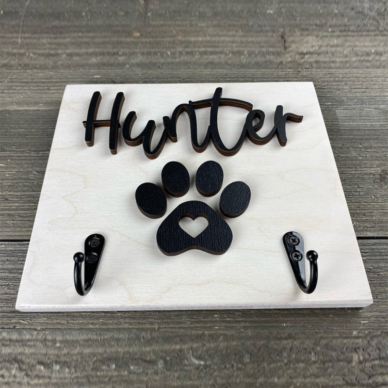 Personalized Dog Paw Print Leash Holder