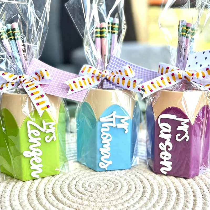 Personalized Teacher Pencil Cup & Engraved Pencils – Custom Desk Organizer, Teacher Gift